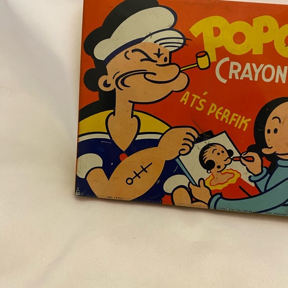 Vintage Popeye Tin Crayon Case with Chubby Chunky Crayons King  American Crayon - Picture 3 of 15